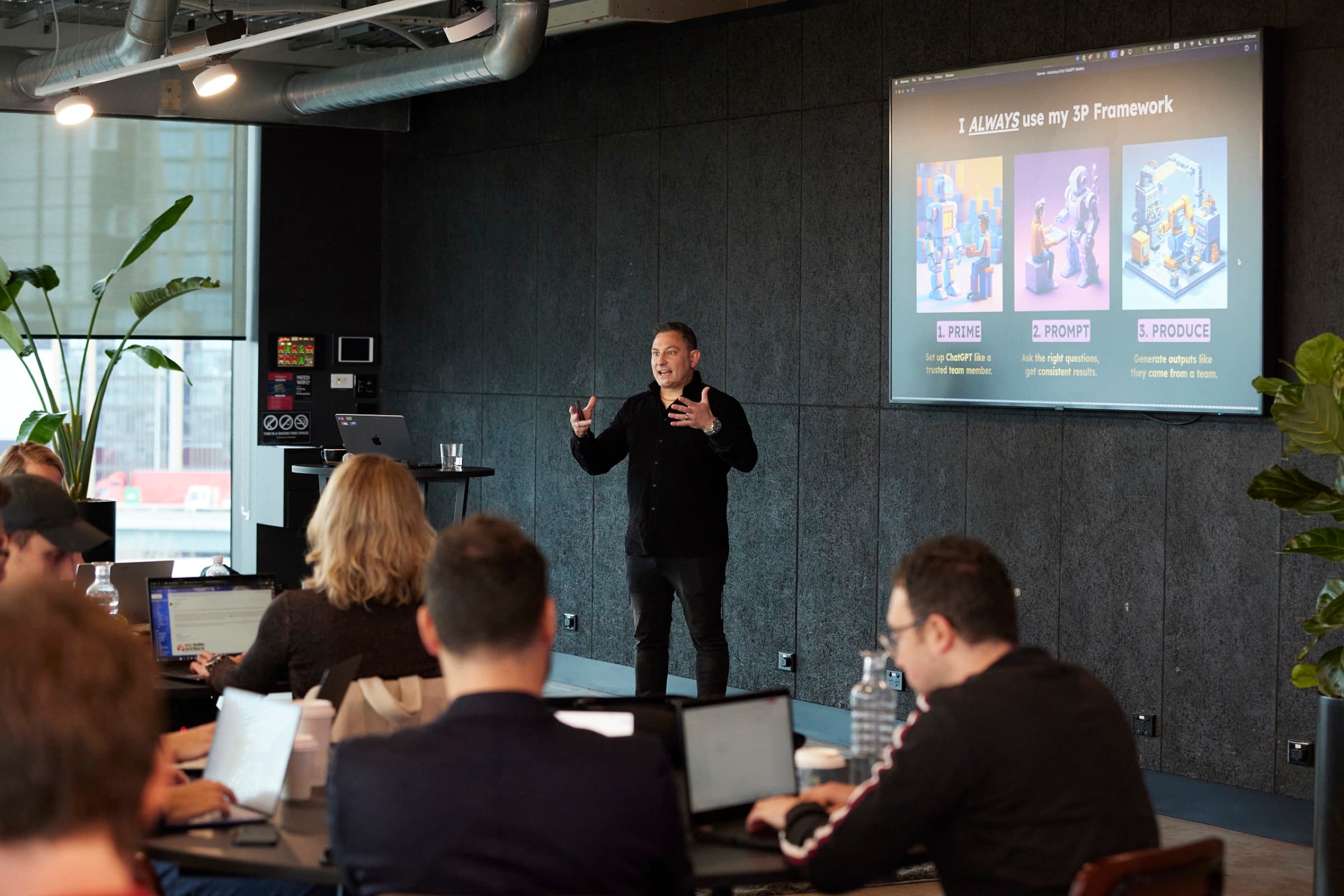 Justin Kabbani delivering an AI Mastery workshop