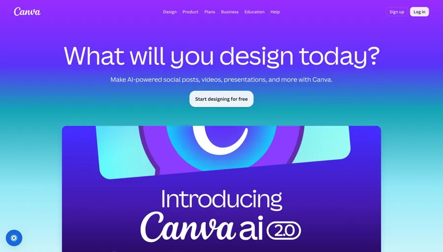 Canva homepage