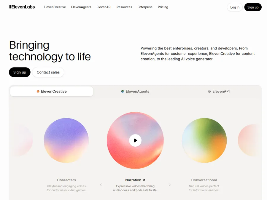 Eleven Labs homepage
