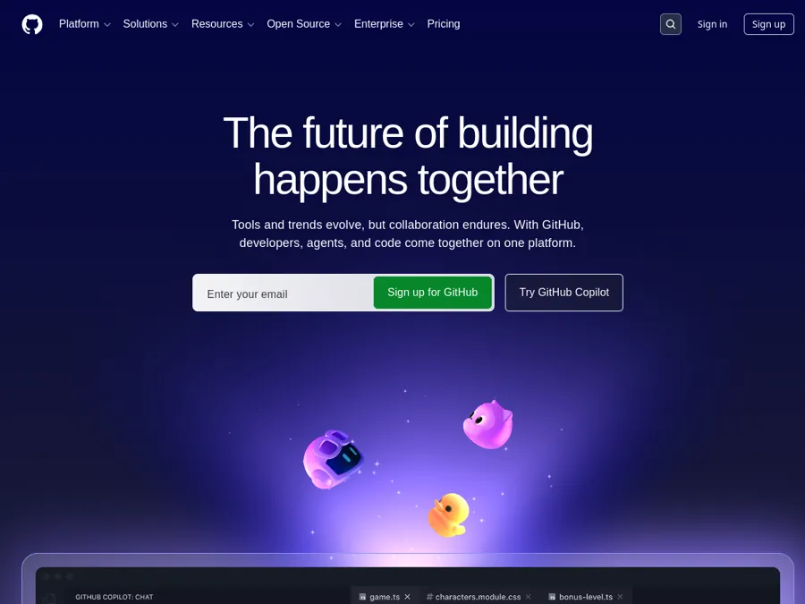 GitHub homepage