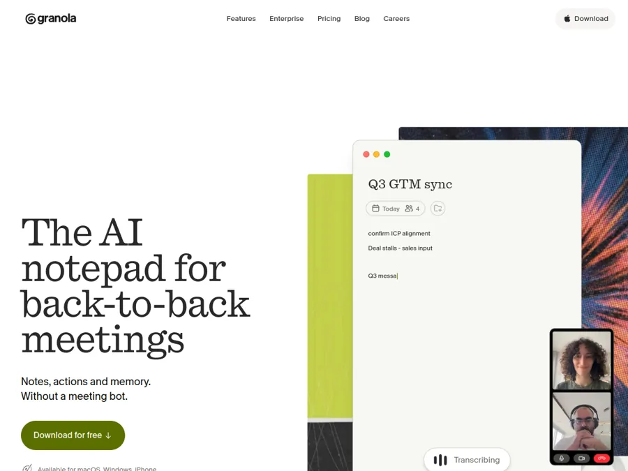 Granola homepage