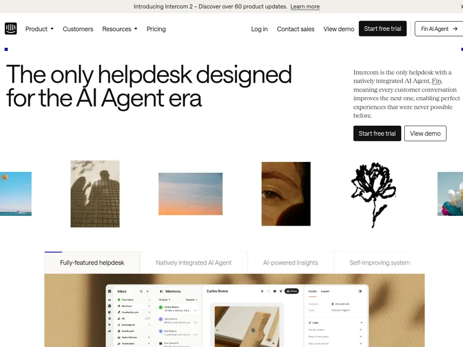 Intercom homepage