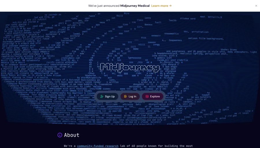 Midjourney homepage