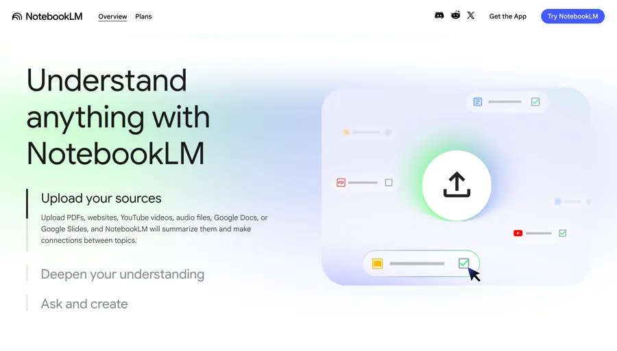 NotebookLM homepage