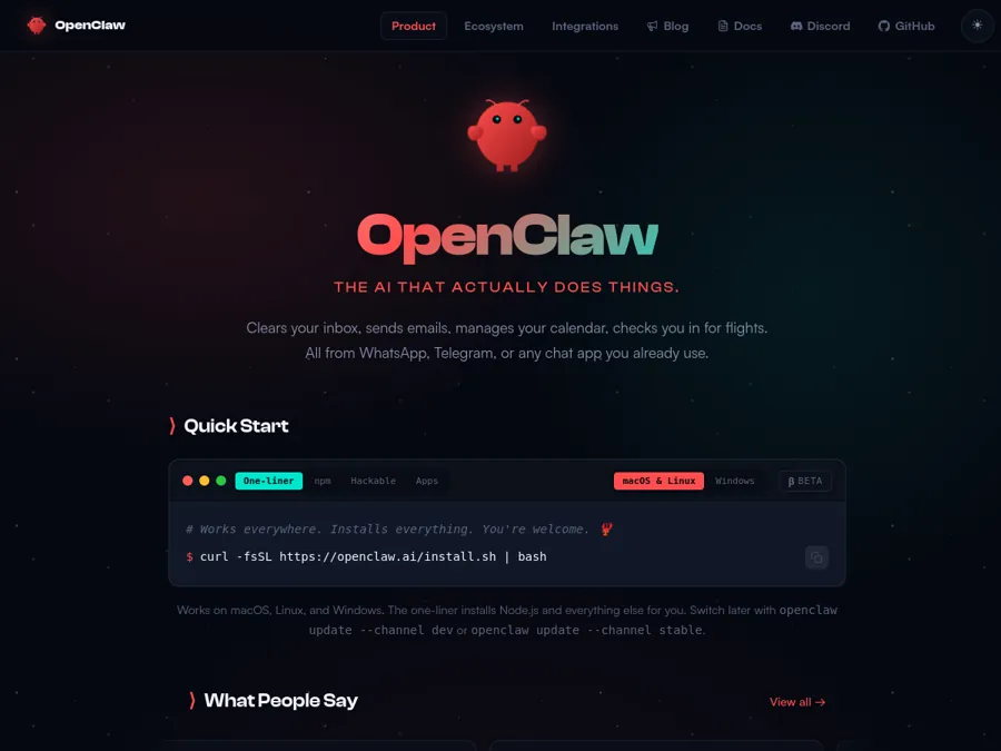OpenClaw homepage
