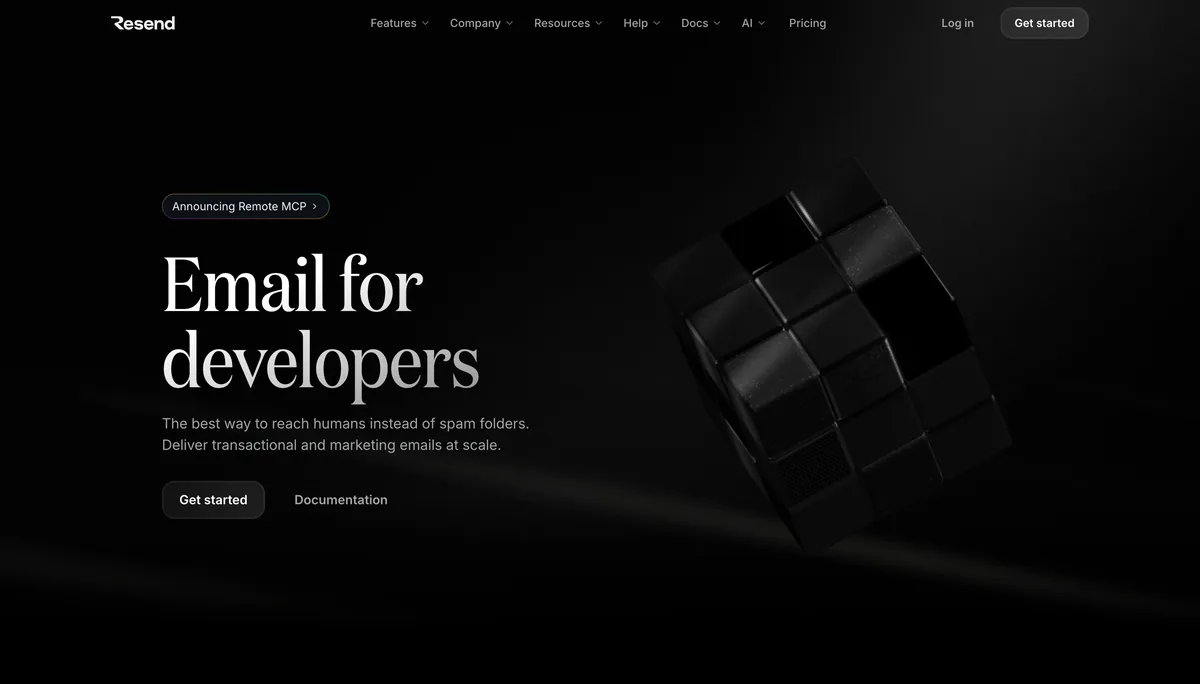 Resend homepage