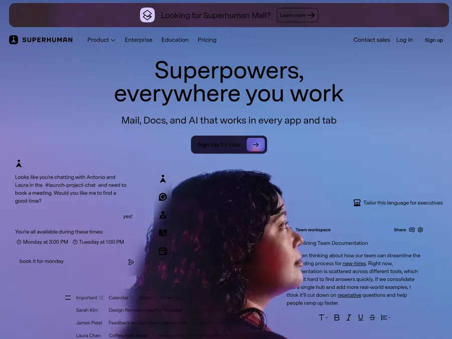 Superhuman homepage
