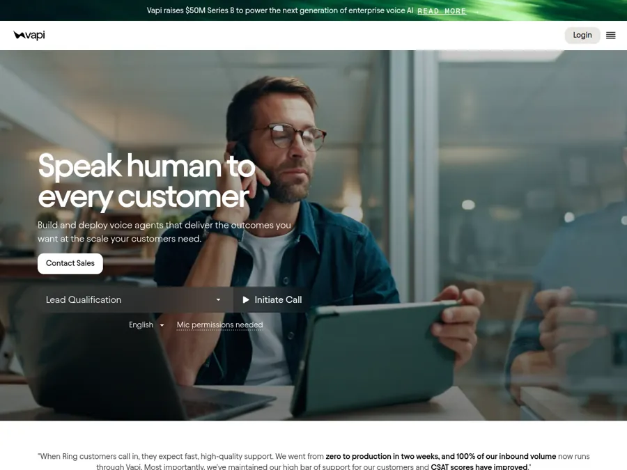 Vapi homepage