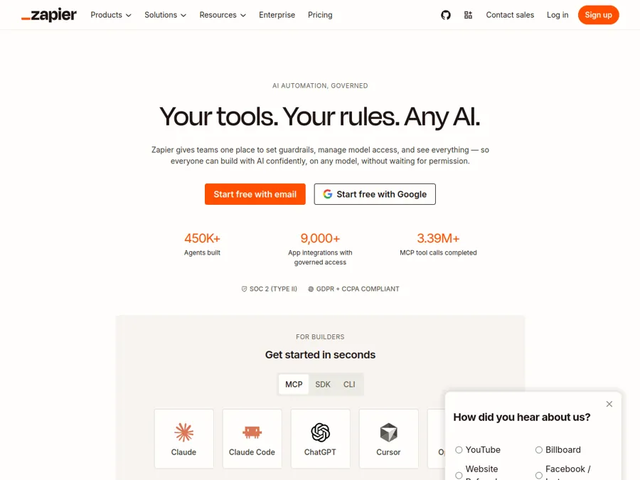 Zapier homepage